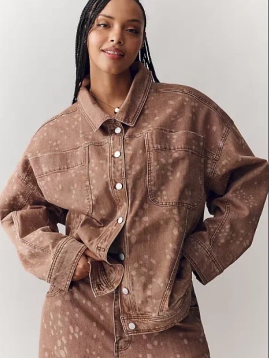 Pilcro Jackets & Blazers - Pilcro Brown Fawn Print Denim Jacket